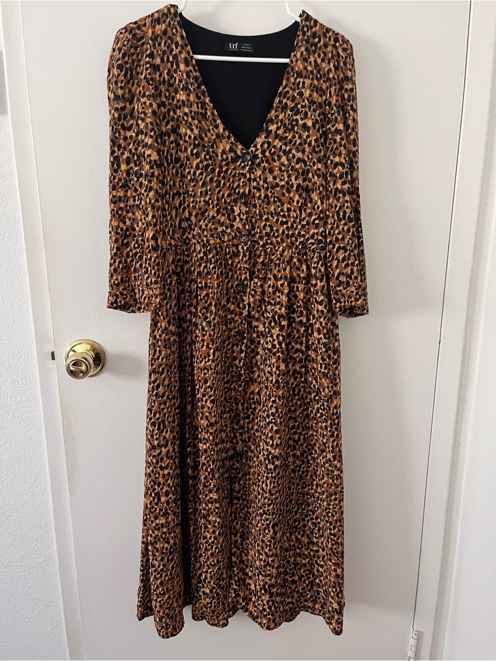 Zara TRF Animal Print Button Down Midi Dress Leopard Cheetah Size Small - Picture 2 of 10